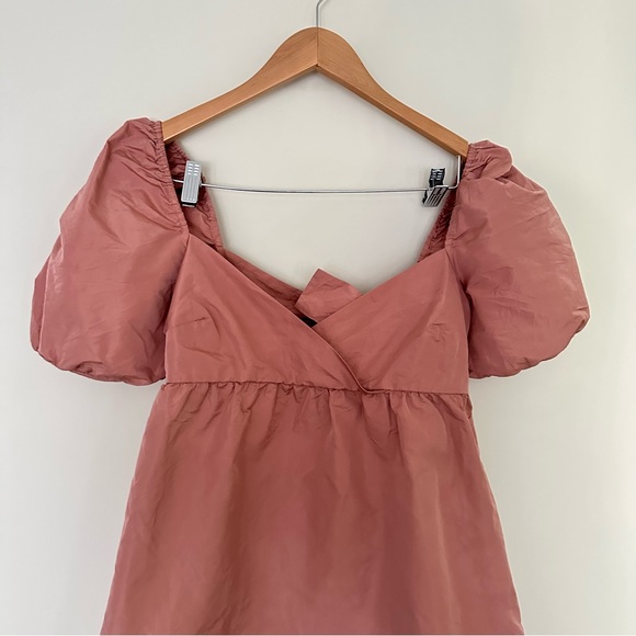 WILFRED Heirloom Pink Puffy Sleeve Tie Back Opera Mini Dress - Picture 5 of 11